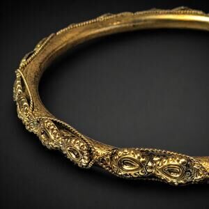 Vintage Boho Bangle Bracelet 7" Ornate- Large Spacer Bracelet- Stacking bn-2